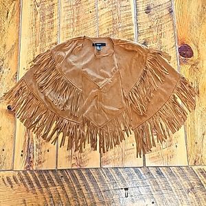 Brown Fringe Forever 21 Cape, Medium